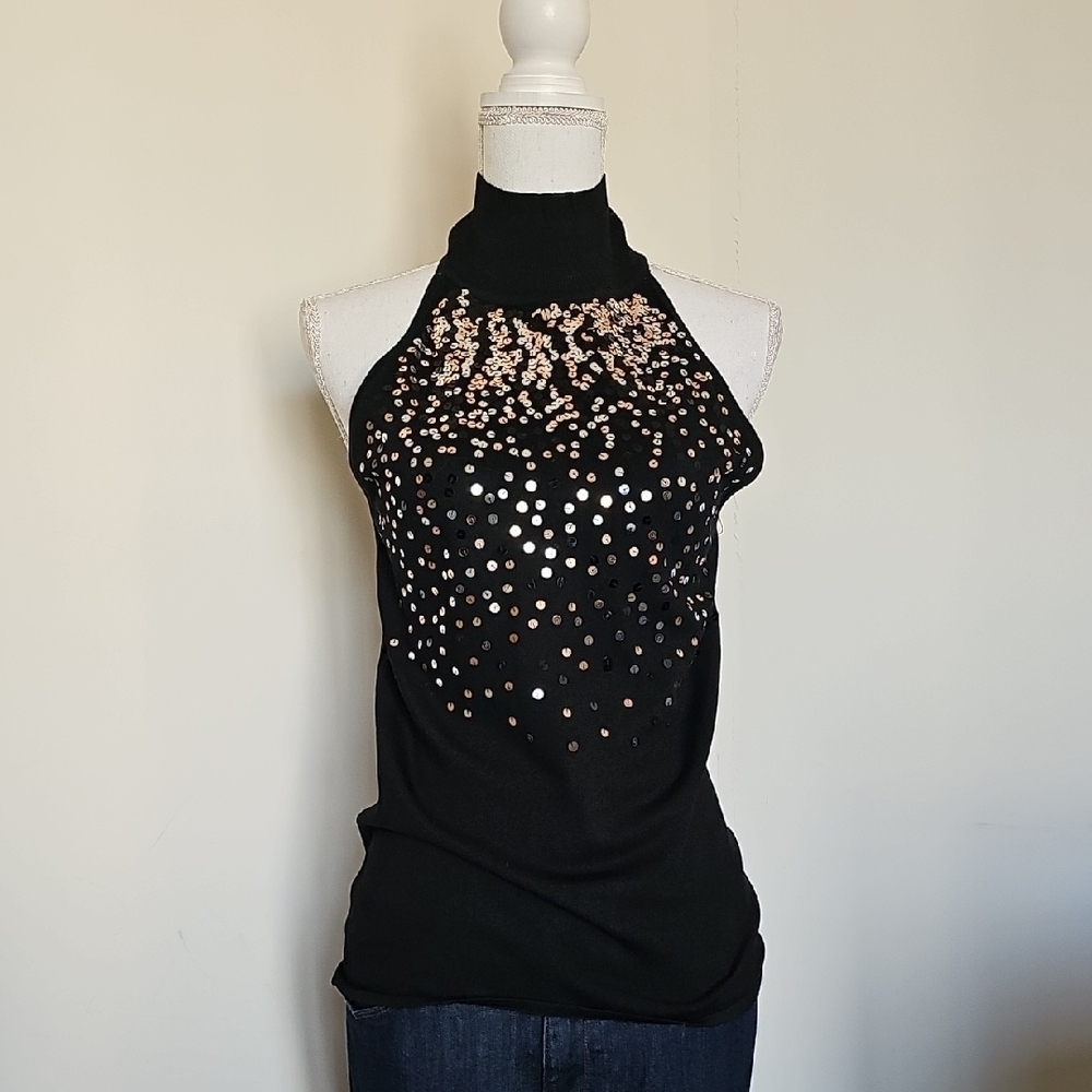 Black and Gold Halter Top